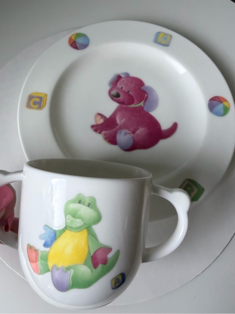Vintage Baby Gund The Bright Collection Fine Bone China 2pc Set Plate Cup Japan